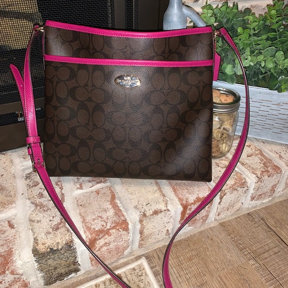 coach crossbody pink and brown